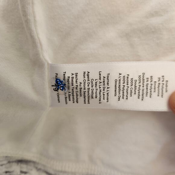 T by Talbots Jacquard Jacket Women's Small White Fleece-Trim Faux Fur Winter - Picture 10 of 13